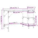 Desk Smoked Oak 120x50x75 cm Metal and Engineered Wood 845323