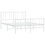 Metal Bed Frame without Mattress with Footboard White 150x200cm 352549