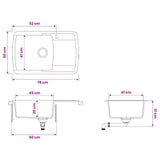 Kitchen Sink Single Basin Granite 78 x 50 x 31 cm Graphite 42053745