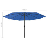 ZNTS Outdoor Parasol with LED Lights and Metal Pole 400 cm Azure Blue 312537