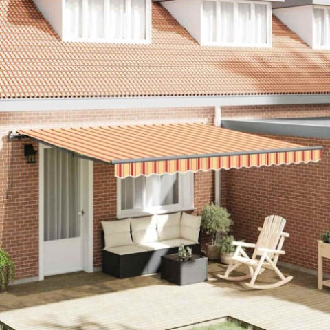 Retractable Awning Manual Yellow and orange 400 x 300 cm Fabric 3330531