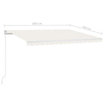 ZNTS Manual Retractable Awning with LED 450x300 cm Cream 3068922