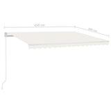 ZNTS Manual Retractable Awning with LED 450x300 cm Cream 3068922