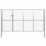 Garden Gate Steel 350x150 cm Silver 144343