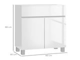 Freestanding Bathroom Cabinet, High Gloss Storage Cabinet with Doors and Adjustable Shelf, 60 x 30 x T3398P330430