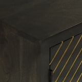 Sideboard with 2 Doors Black&Gold 55x30x75 cm Solid Wood Mango 352042