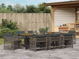 Garden Dining Set 9 pcs Grey Poly Rattan 3380780