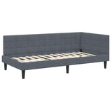Corner Bed Frame with Headboard Dark grey 90 x 200 cm Velvet 42016429