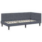 Corner Bed Frame with Headboard Dark grey 100 x 200 cm Velvet 42016439