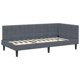 Corner Bed Frame with Headboard Dark Grey 90 cm x 200 cm Velvet 42016429