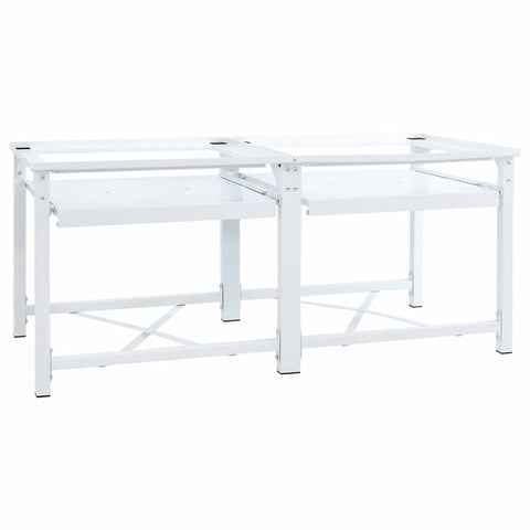 Double Washing Machine Pedestal with Pull-Out Shelves White 4009871