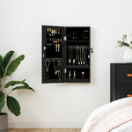 Mirror Jewellery Cabinet Wall Mounted Black 30x8.5x67 cm 353209