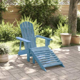 Adirondack Chair with Ottoman Blue Solid Wood Fir 4007242