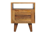 Solid Wood Mini Classic Open Bedside, 2 Drawers and Open Slot, Oak-ish, Brown B2743P403101