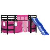 Kids' Loft Bed with Curtains without Mattress Pink 80x200 cm 3207017