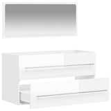 Bathroom Cabinet with Mirror High Gloss White Engineered Wood 833883