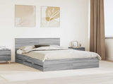 Bed Frame with Drawer Grey Sonoma 140 x 200 cm Engineer Wood 3407989