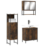 3 Piece Bathroom Furniture Set Smoked Oak Engineered Wood 3214702