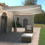 ZNTS Manual Retractable Awning with LED 500x350 cm Cream 3069662