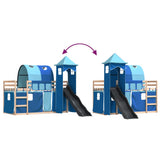Bunk Bed without Mattress with Slide and Curtains Blue 90x200 cm 3284162