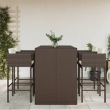 5 Piece Garden Bar Set with Cushions Brown Poly Rattan 3203944