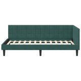 Corner Bed Frame with Headboard Dark green 90 x 200 cm Velvet 42016430