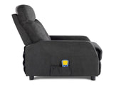 Fabric With 6-Point Massage Heating Function Electric Recliner Black 47732018