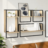 ZNTS 4 Piece Wall Shelf Set with Bars Sonoma Oak Engineered Wood 836309