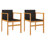 Garden Chairs 2 pcs Black Poly Rattan&Solid Wood 368708
