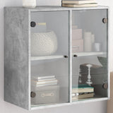 Wall Cabinet with Glass Doors Concrete Grey 68x37x68.5 cm 836493