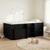 Loft Bed Frame with Cabinet 3 pcs Black Engineered Wood 3423391
