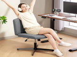 Armless Office Chair No Wheels, Linen Fabric Criss Cross Legged Desk Chair with Wide Seat, Thick T3398P377850