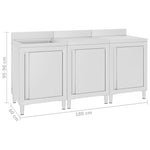 ZNTS Commercial Kitchen Sink Cabinet 180x60x96 cm Stainless Steel 3058275