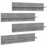 Wall Shelf 4 pcs Concrete Grey 80x11.5x18 cm Engineered Wood 807342