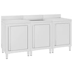 ZNTS Commercial Kitchen Sink Cabinet 180x60x96 cm Stainless Steel 3058275