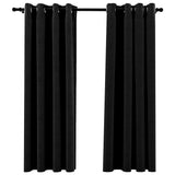 Linen-Look Blackout Curtains 2 pcs Anthracite 140x175cm 321160