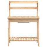 Potting Table with Sink 147.5x44x139.5 cm Solid Wood Fir 156346