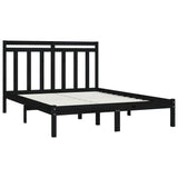 Bed Frame without Mattress Black 140x190 cm Solid Wood 3105234