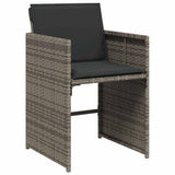 11 Piece Garden Dining Set with Cushions Grey Poly Rattan 3211148