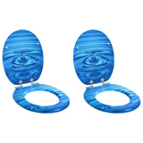 Soft-Close Toilet Seat 2 pcs Blue Drop 44 x 38 cm MDF board 3414543