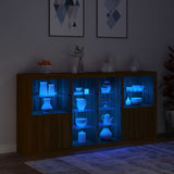 Sideboard with LED Lights Brown Oak 202x37x100 cm 3209190