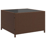 Garden Sofa with Table and Cushions L-Shaped Brown Poly Rattan 369040