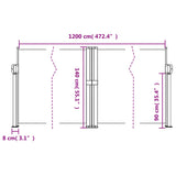 ZNTS Retractable Side Awning Taupe 140x1200 cm 4004814