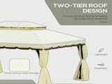 4 x 3 m Aluminum Garden Gazebo, Double Roof Outdoor Gazebo Canopy Shelter with Netting & Curtains T3398P315373