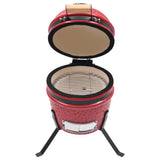 2-in-1 Kamado Barbecue Grill Smoker Ceramic 56 cm Red 316095