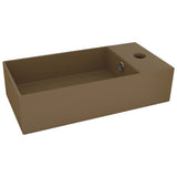 Bathroom Sink with Overflow Ceramic Matt Cream 146996