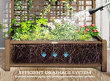 Raised Bed with Drainage Holes, Wood Planter with Trellis for Climbing Plants to Grow Vegetables, T3398P314199