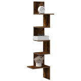 Wall Corner Shelf Smoked Oak 32x32x127,5 cm Engineered Wood 860521