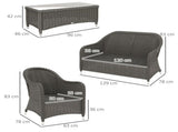 Four-Piece Rattan Sofa Set, with Glass-Top Table - Light Grey T3398P318592