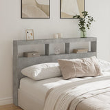 Headboard Cabinet with LED Concrete Grey 160x17x102 cm 839206